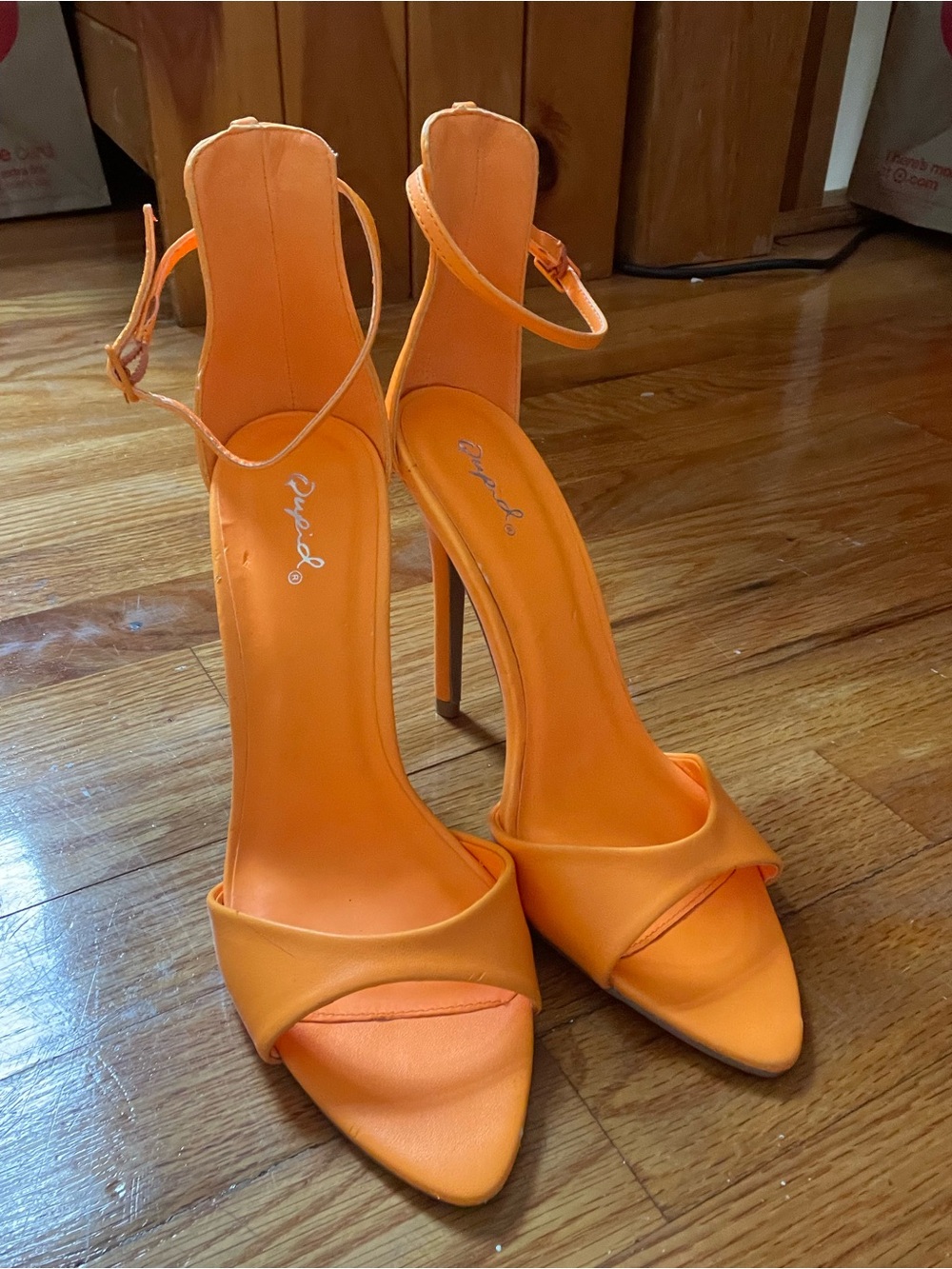 Orange Ankle-Strap Stiletto Heels - Women. Never worn. NWOT